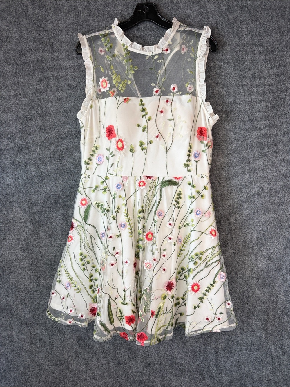 City Studio Cream Floral Embroidered Sleeveless Midi Dress Garden Inspired Look
